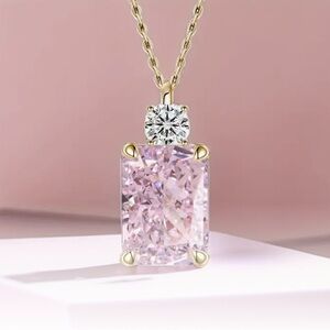 S925 Sterling Silver Pendant - Pink Crushed Ice Cut